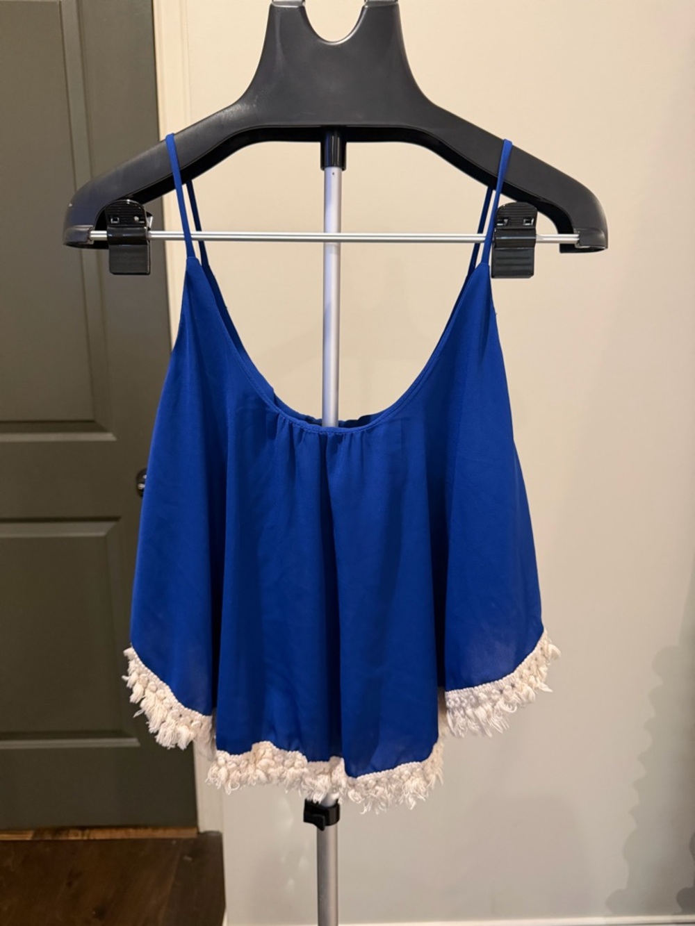 Peach Love California Royal Blue Tassel-Trim Camisole